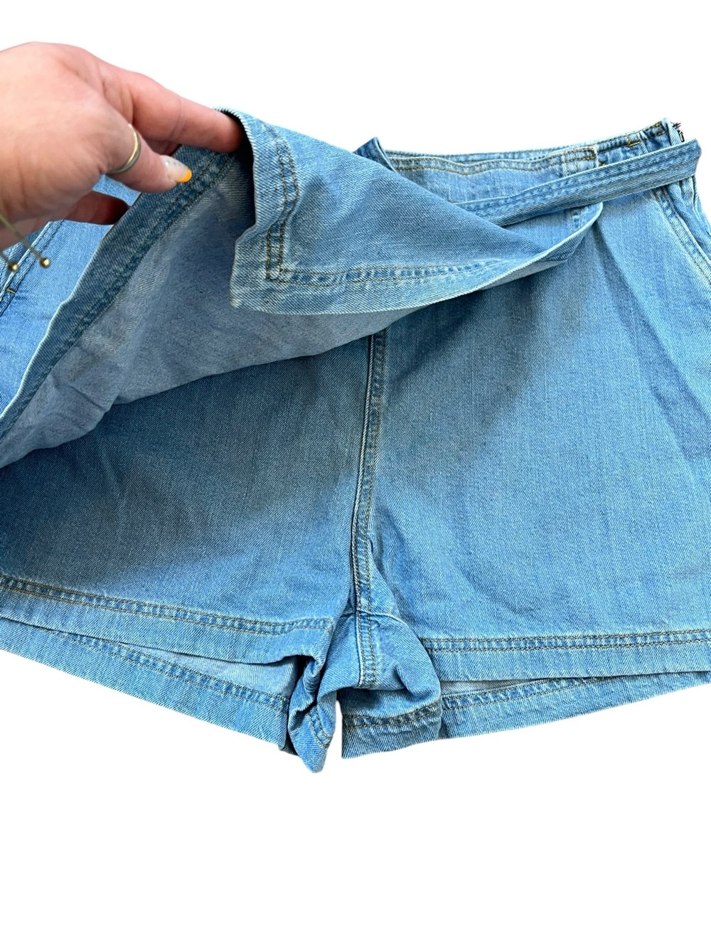 LOFT Chambray Wrap Front Shorts Blue Tie Waist Soft Denim Casual Summer 16 - Picture 5 of 6